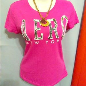 AEROPOSTALE pink shirt size Large With necklace